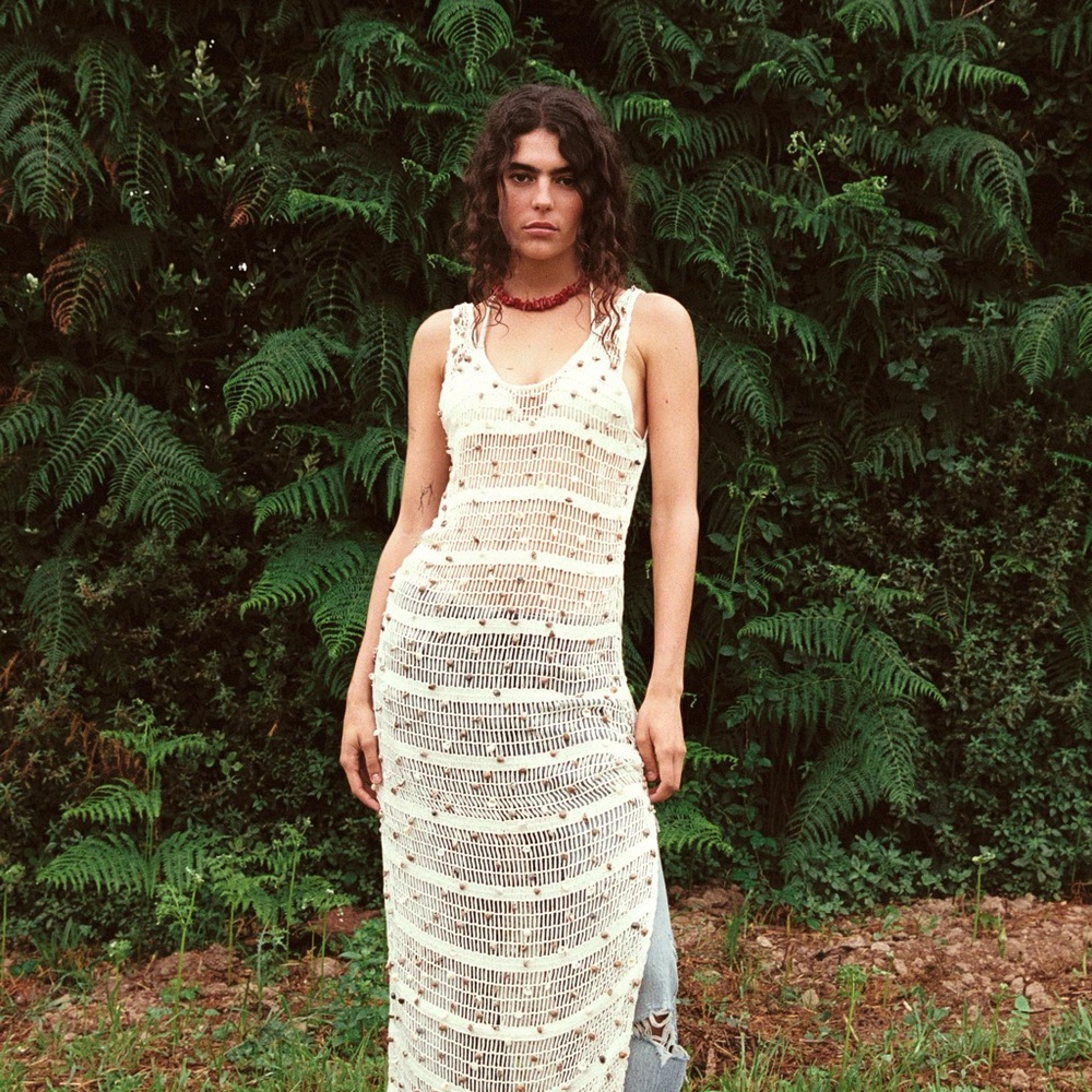 Festival Cream Crochet Maxi Dress